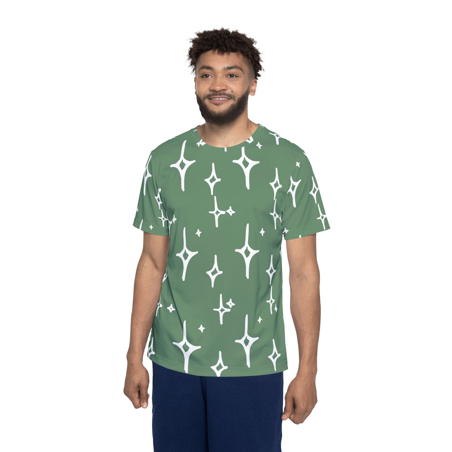 Green Starburst Athletic Jersey — Men’s All-Over Print Sports Tee