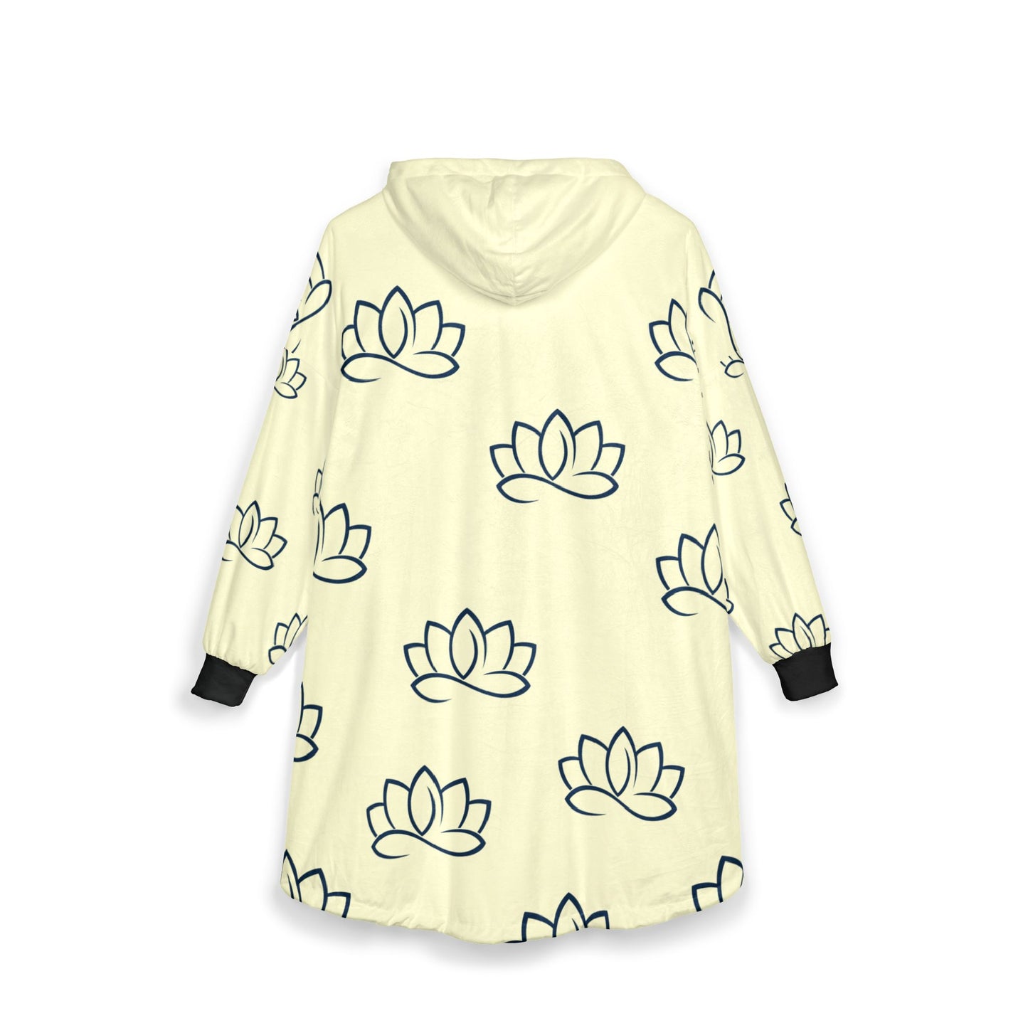 Lotus Print Hooded Blanket – Cozy Oversized Sherpa Robe for Yoga & Relaxation
