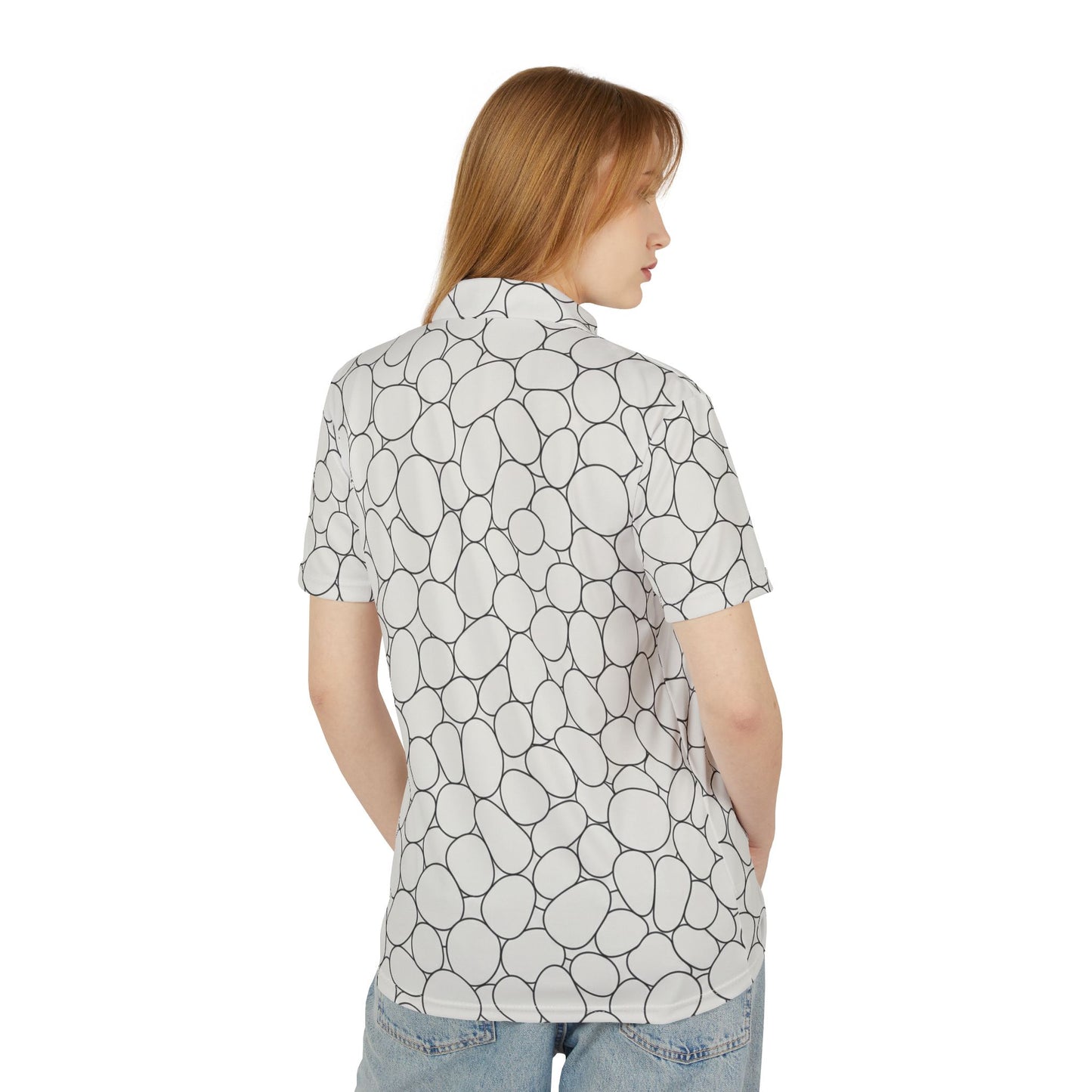 Pebble Pattern Polo Shirt — All-Over Print Casual Golf & Resort Shirt