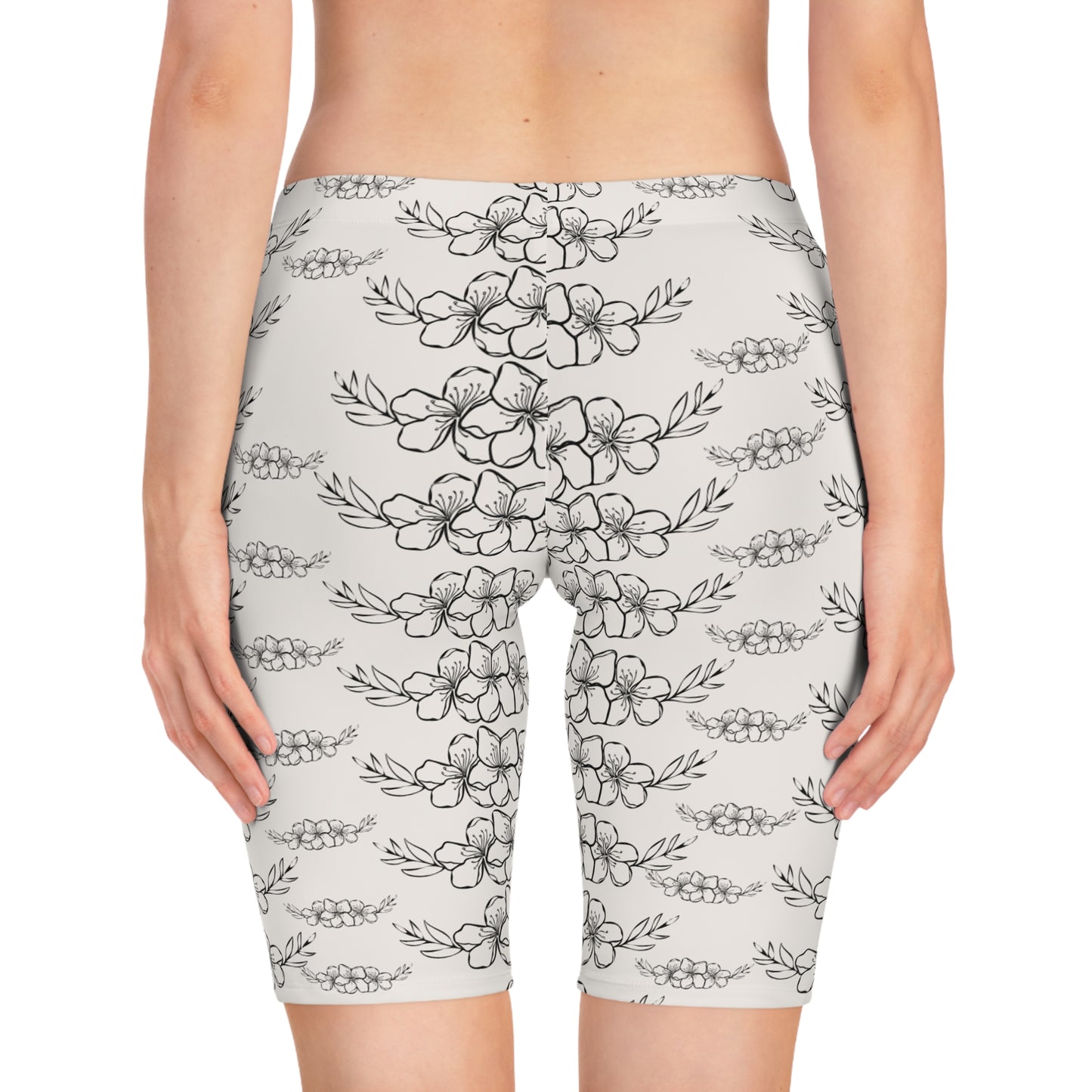 Floral Sketch Bike Shorts for Women | Minimalist Patterned Activewear