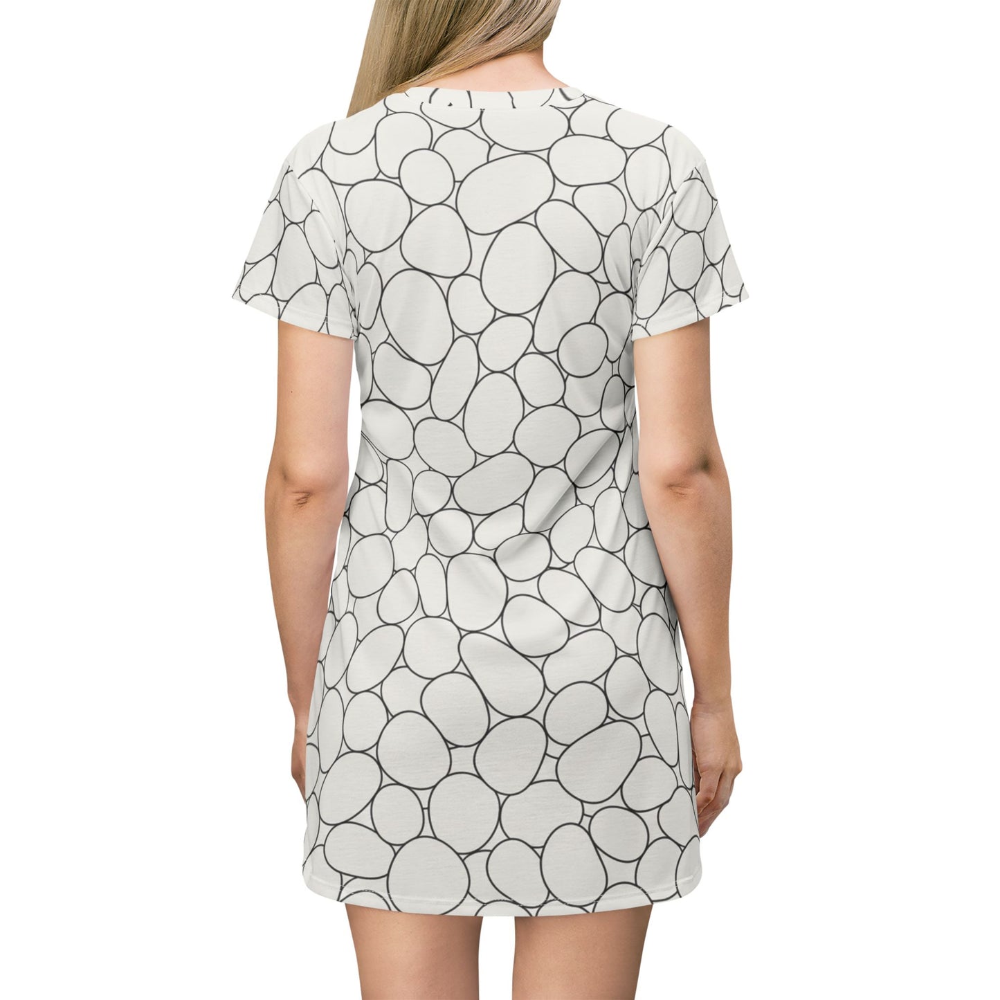 Pebble Pattern T‑Shirt Dress — Minimalist All‑Over Print Summer Dress