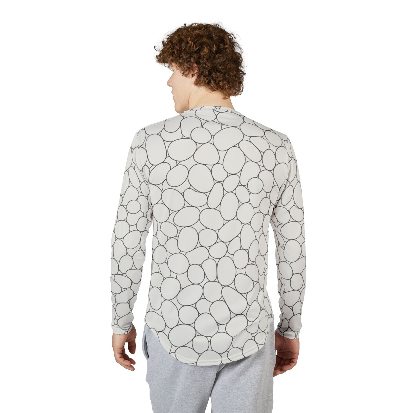 Pebble Pattern Men's UV Long-Sleeve Shirt — Sun Protection Fishing & Beach Top
