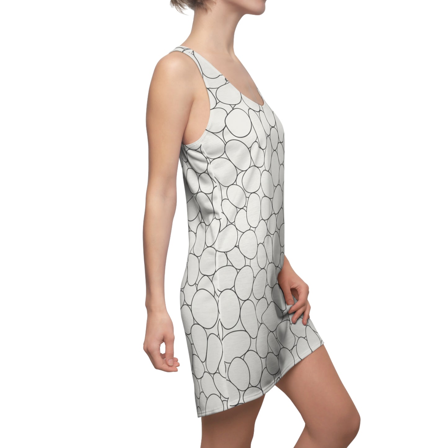 Pebble Print Racerback Dress — Women's All-Over Stone Pattern Sundress
