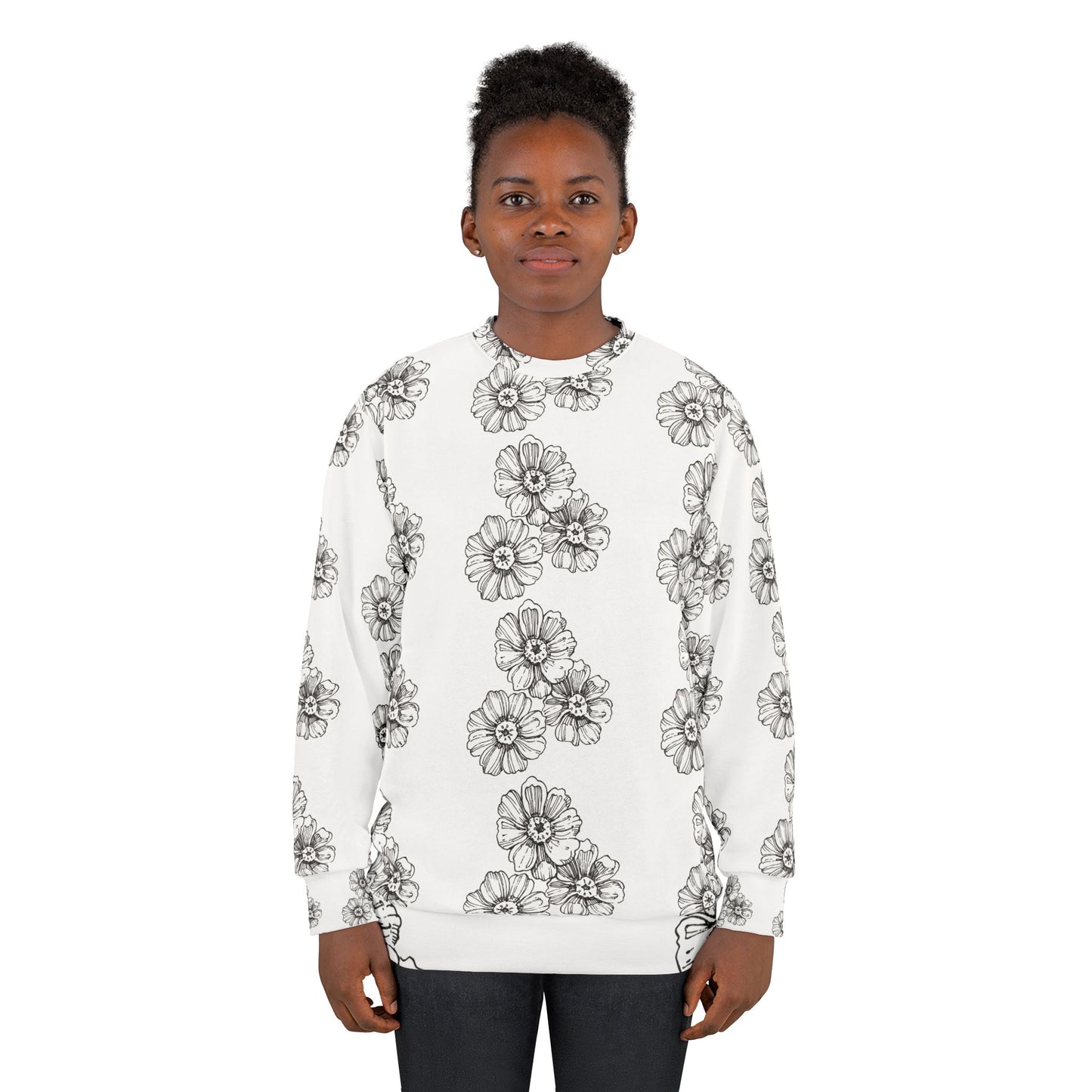 Floral Sketch All-Over Print Sweatshirt