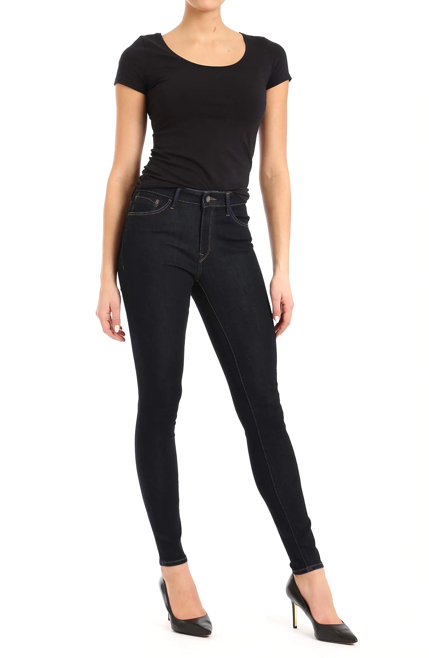 Mavi Alexa Womens Skinny Jeans Mid Rise Jeans for Women Rinse Supersoft Sustainable Dark Blue Jeans 32W X 30L