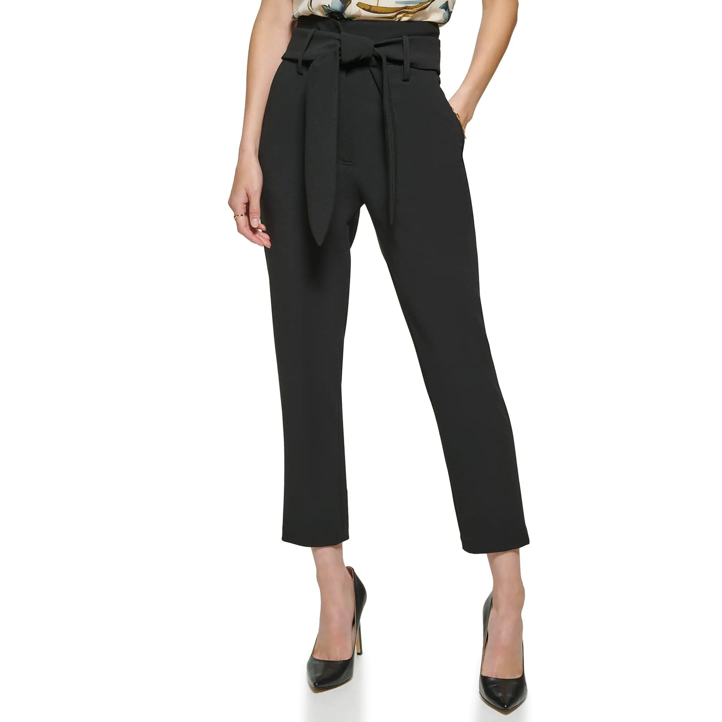 DKNY Womens Paperbag Waist Pant Noir 8