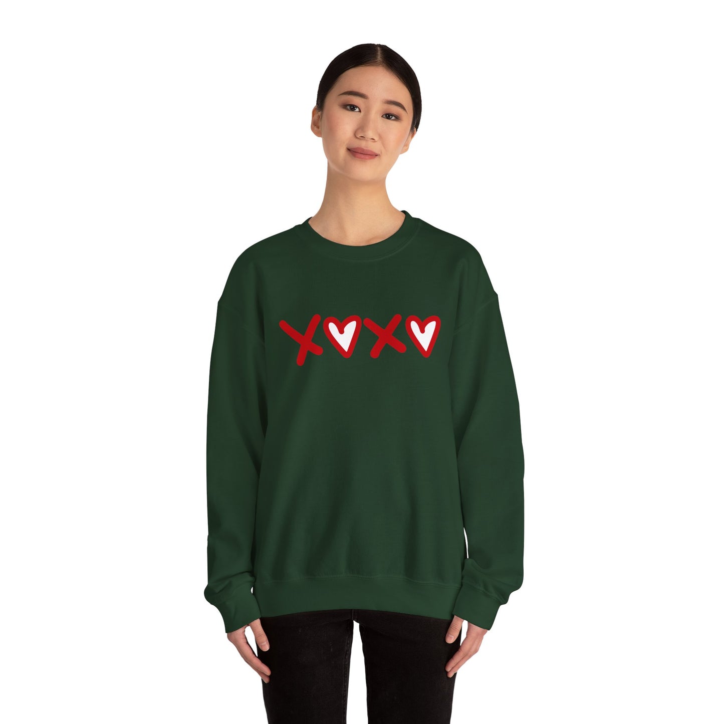 Crewneck Sweatshirt — Red XOXO Hearts Valentine’s Love Graphic