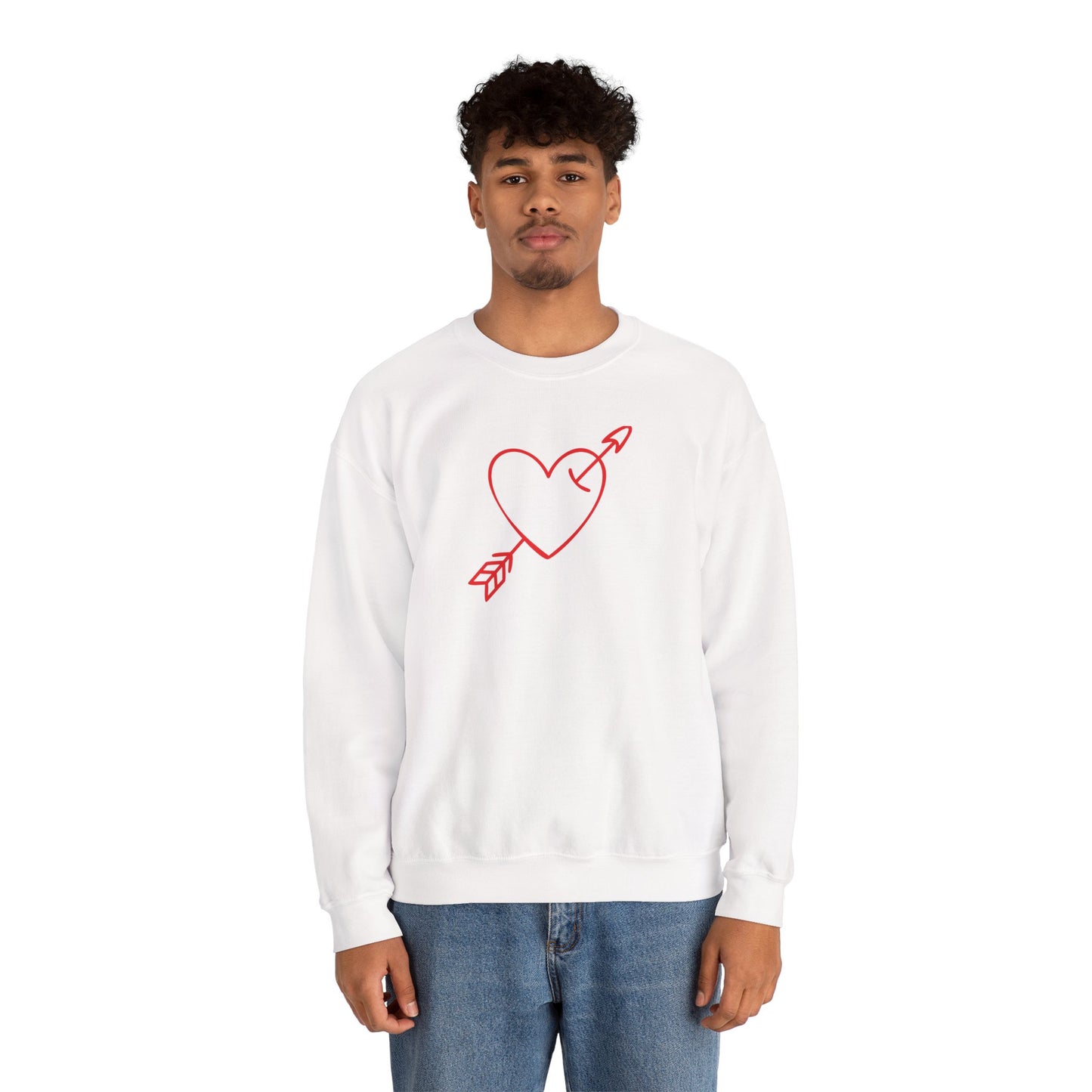 Heart Arrow Crewneck Sweatshirt — Minimal Valentine Pullover
