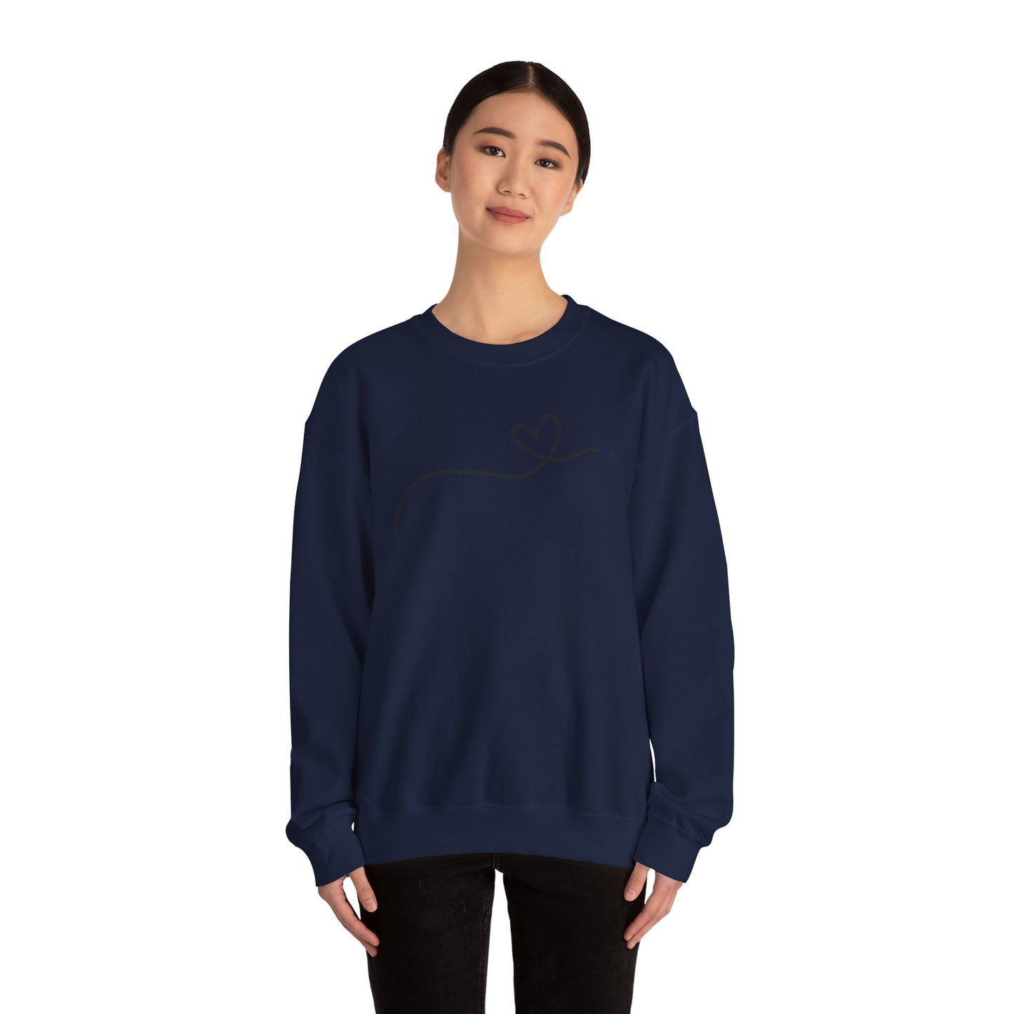 Heart Line Crewneck Sweatshirt – Minimalist Love Graphic
