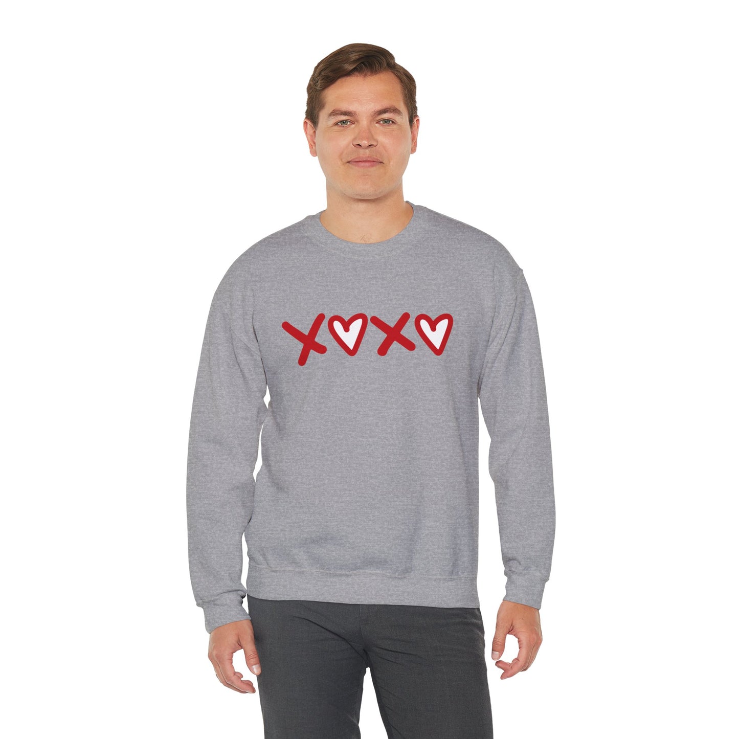 Crewneck Sweatshirt — Red XOXO Hearts Valentine’s Love Graphic