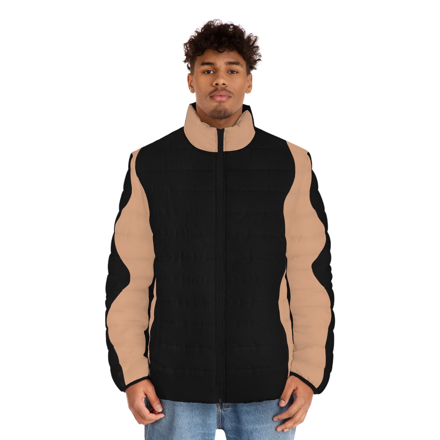 Wavy Colorblock Puffer Jacket