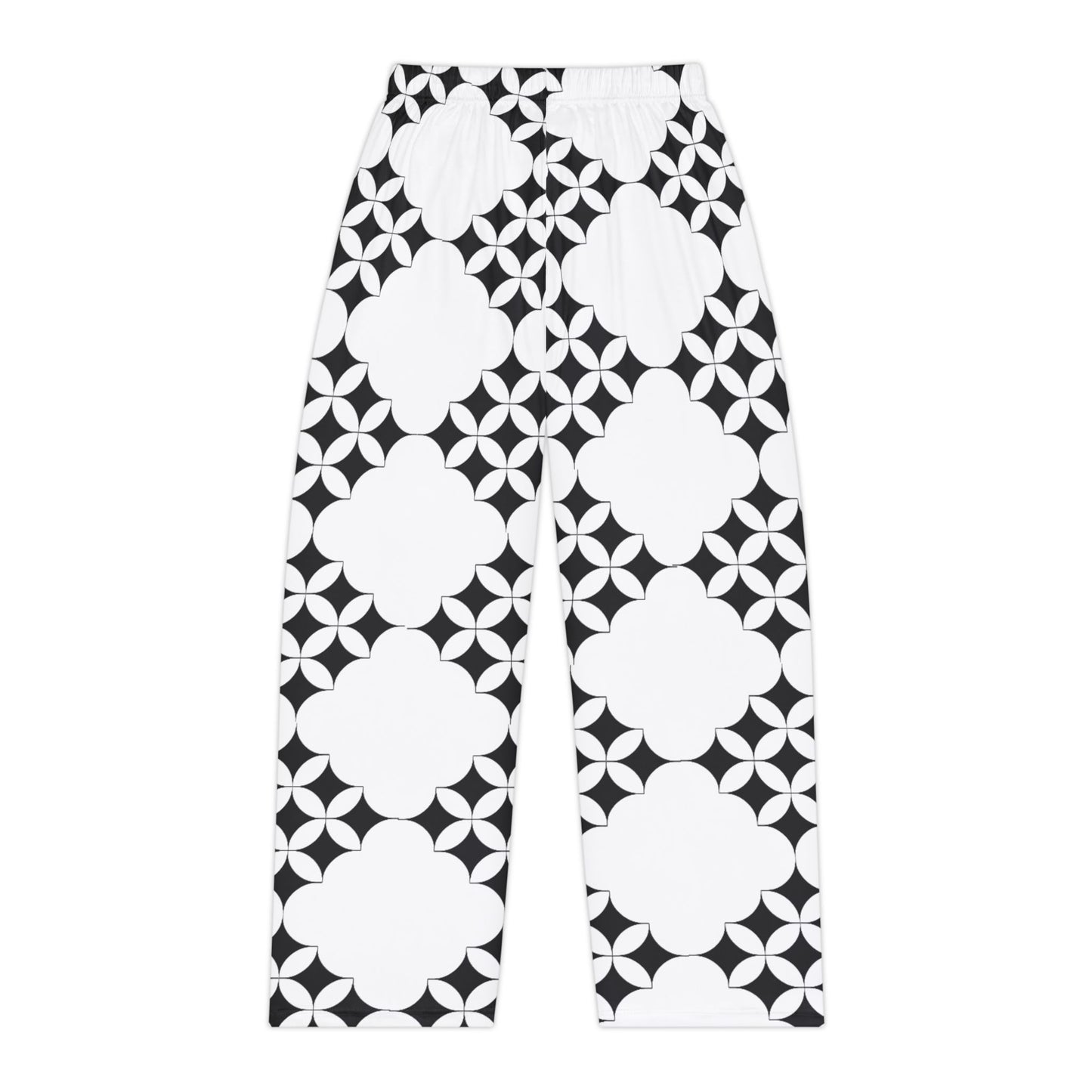 Women's Pajama Pants – Black & White Geometric Clover Print Lounge Pants