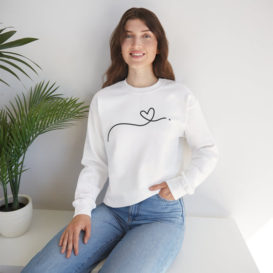 Heart Line Crewneck Sweatshirt – Minimalist Love Graphic