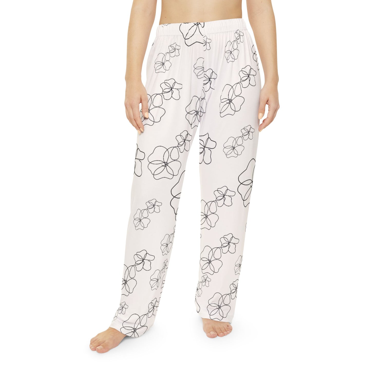 Women's Floral Line Art Pajama Pants — Soft Lounge Sleepwear