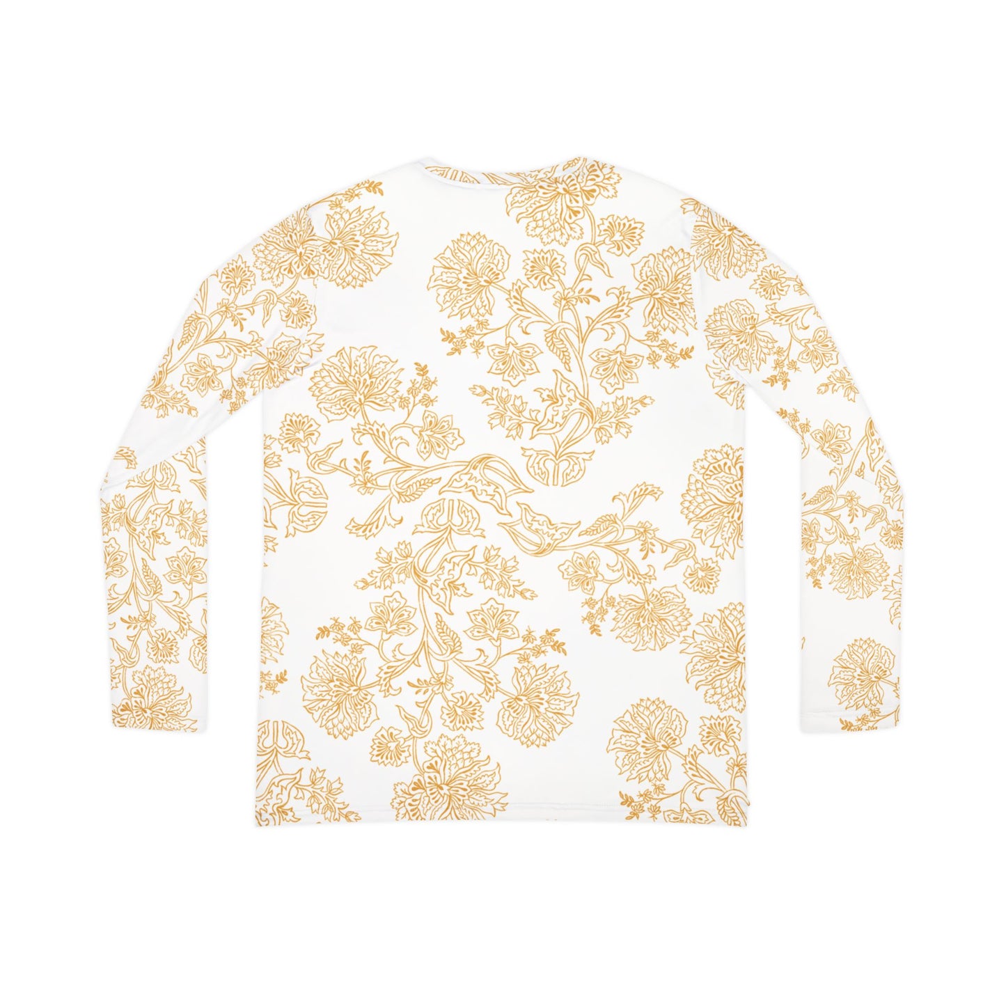 Floral V-Neck Long Sleeve Shirt — Golden Botanical All-Over Print