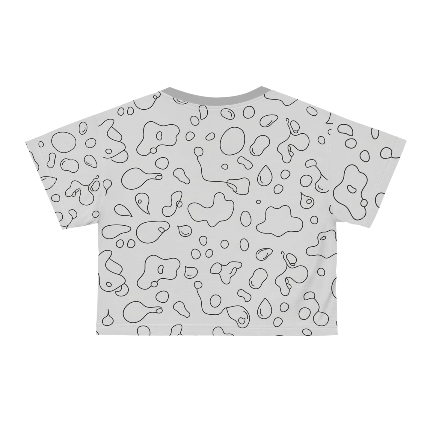 Abstract Leopard Print Crop Tee — All-Over Pattern Casual Top