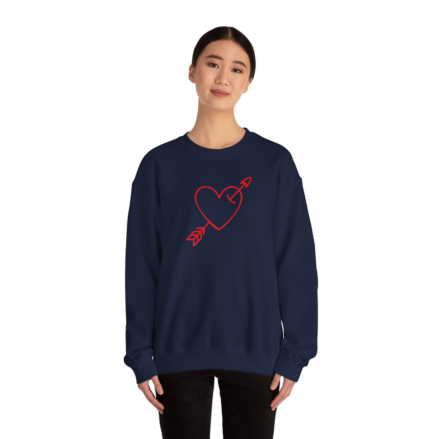 Heart Arrow Crewneck Sweatshirt — Minimal Valentine Pullover