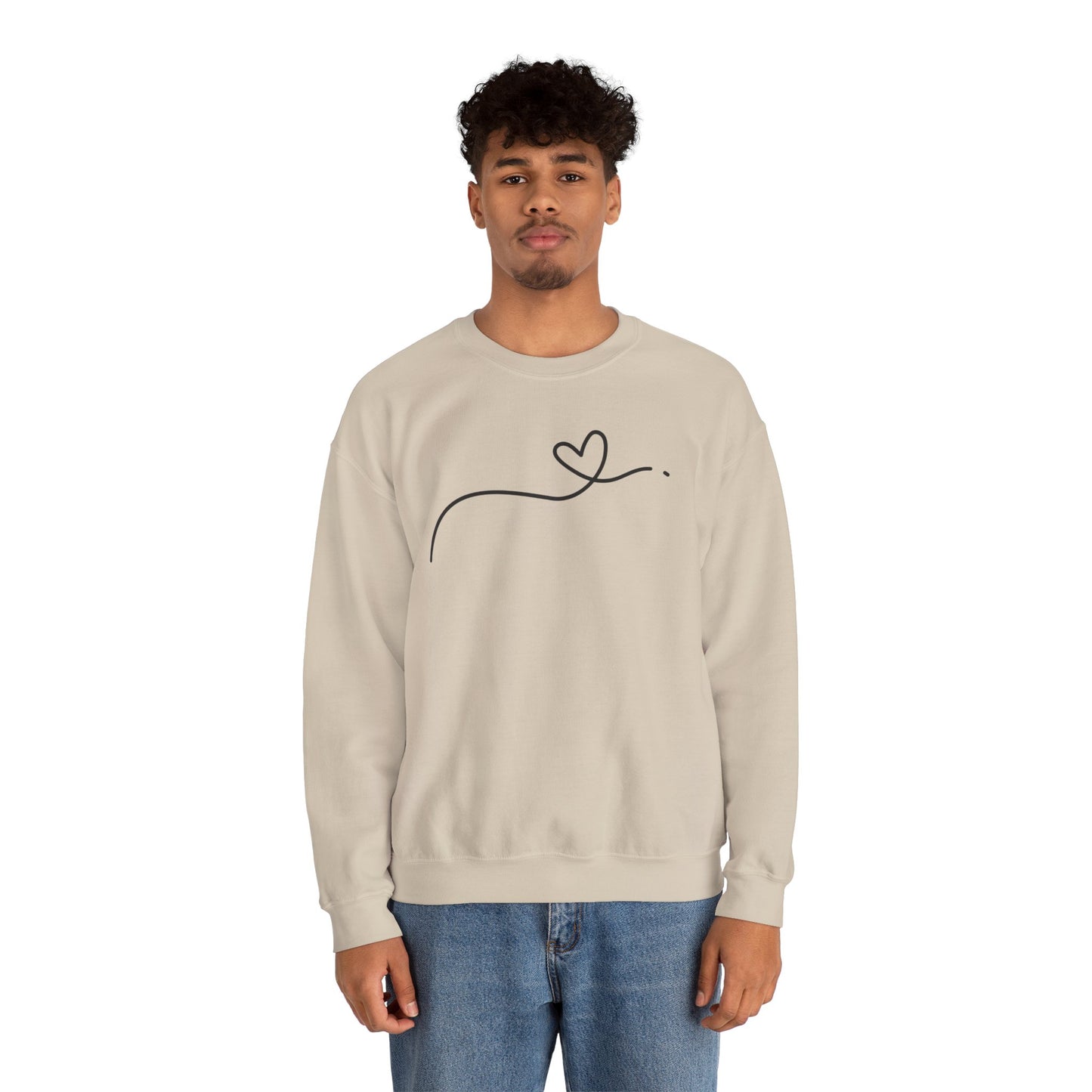 Heart Line Crewneck Sweatshirt – Minimalist Love Graphic