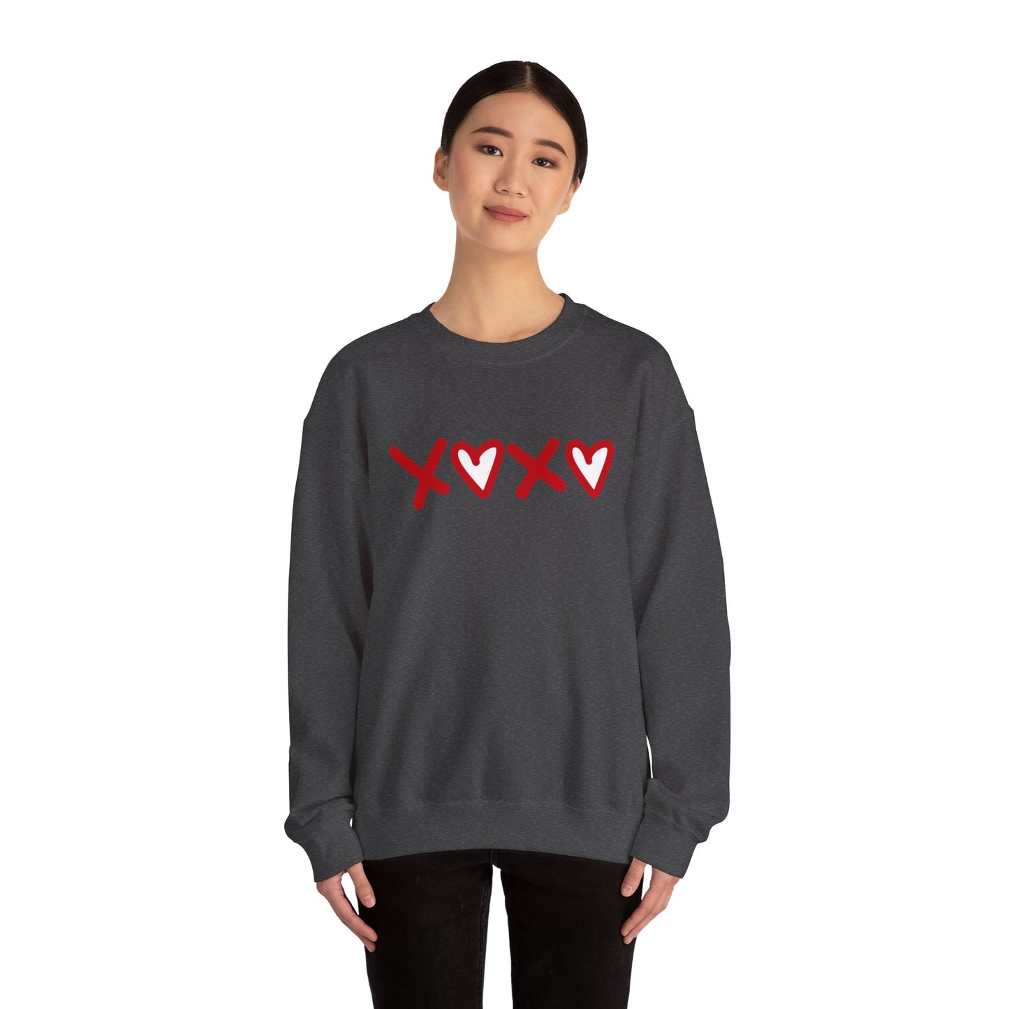Crewneck Sweatshirt — Red XOXO Hearts Valentine’s Love Graphic