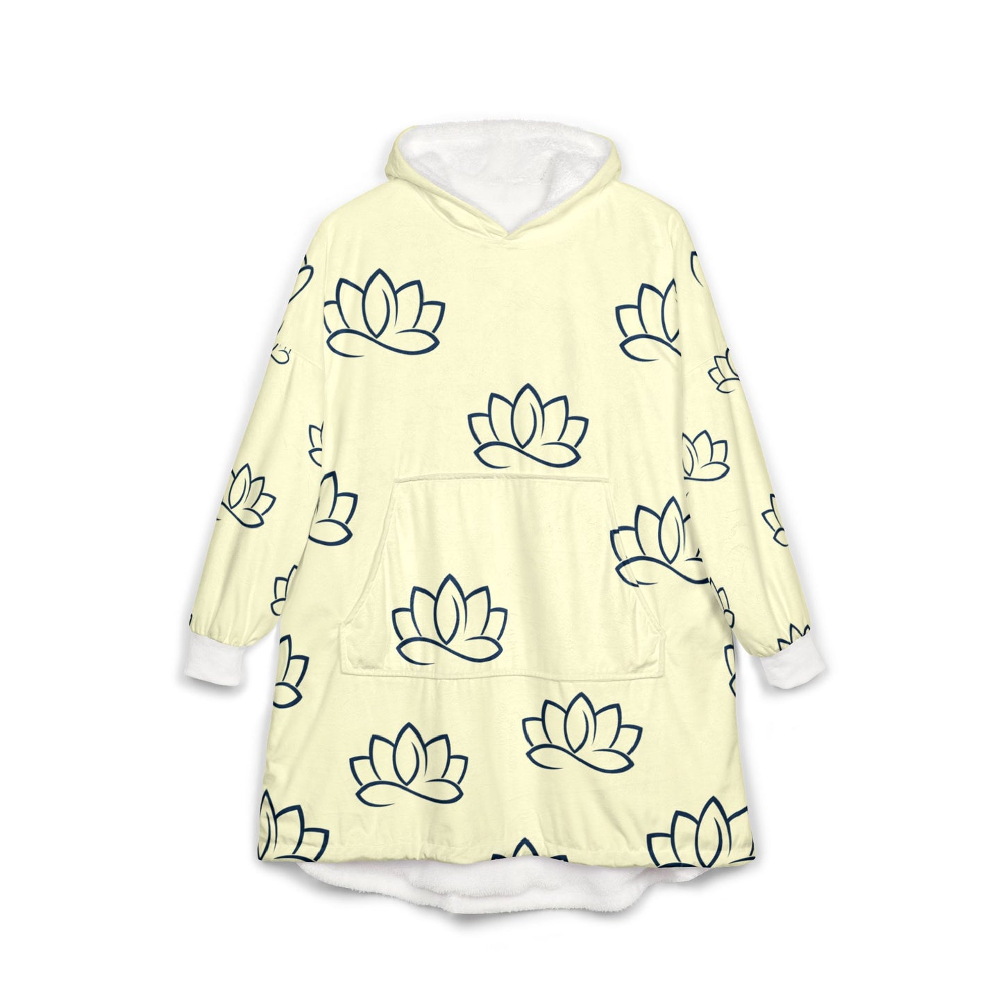 Lotus Print Hooded Blanket – Cozy Oversized Sherpa Robe for Yoga & Relaxation