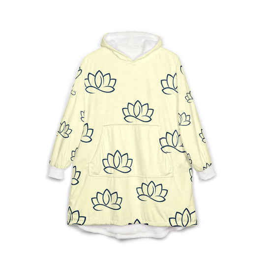 Lotus Print Hooded Blanket – Cozy Oversized Sherpa Robe for Yoga & Relaxation