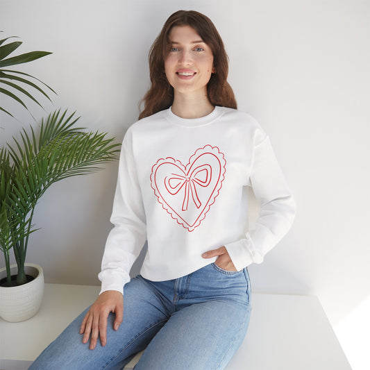 Heart Cookie Bow Sweatshirt – Cute Pink Outline Heart Pullover