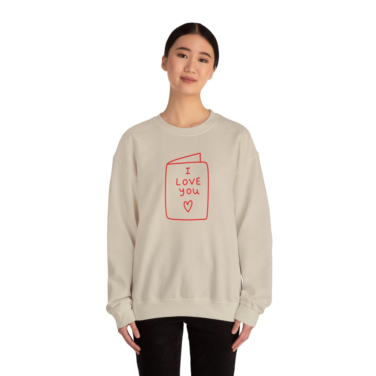 Crewneck Sweatshirt - 'I Love You' Hand-Drawn Card Graphic