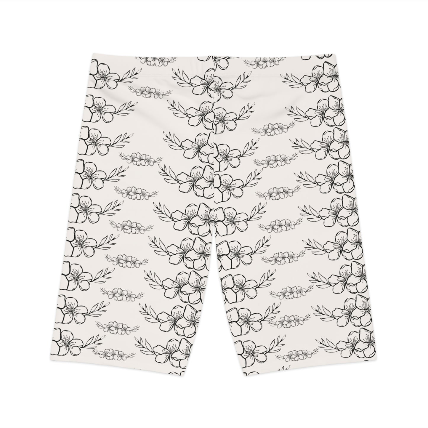 Floral Sketch Bike Shorts for Women | Minimalist Patterned Activewear
