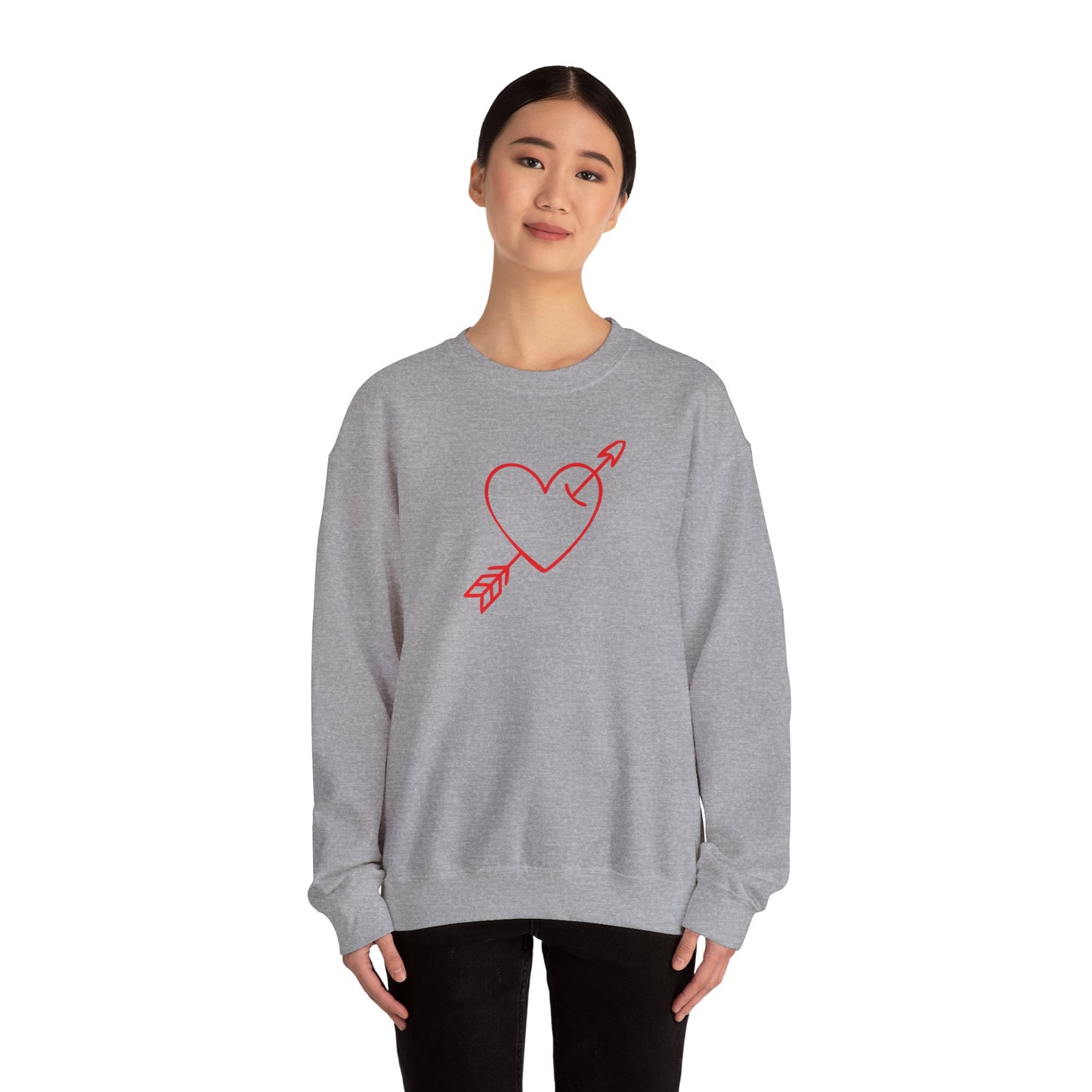 Heart Arrow Crewneck Sweatshirt — Minimal Valentine Pullover