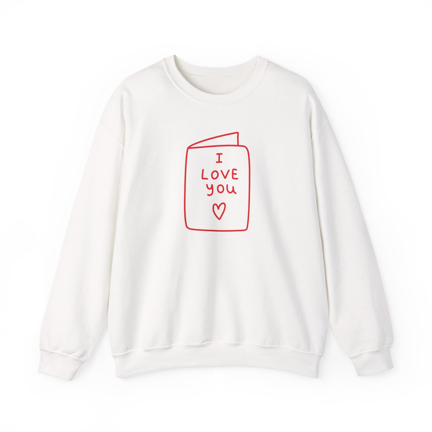 Crewneck Sweatshirt - 'I Love You' Hand-Drawn Card Graphic