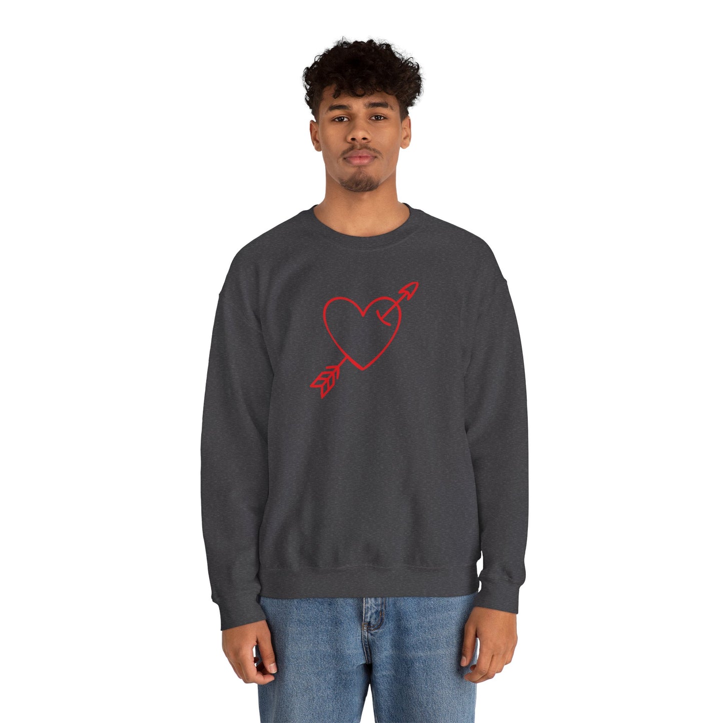 Heart Arrow Crewneck Sweatshirt — Minimal Valentine Pullover