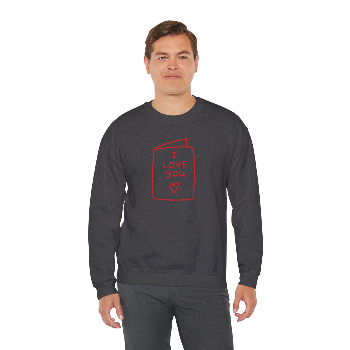 Crewneck Sweatshirt - 'I Love You' Hand-Drawn Card Graphic