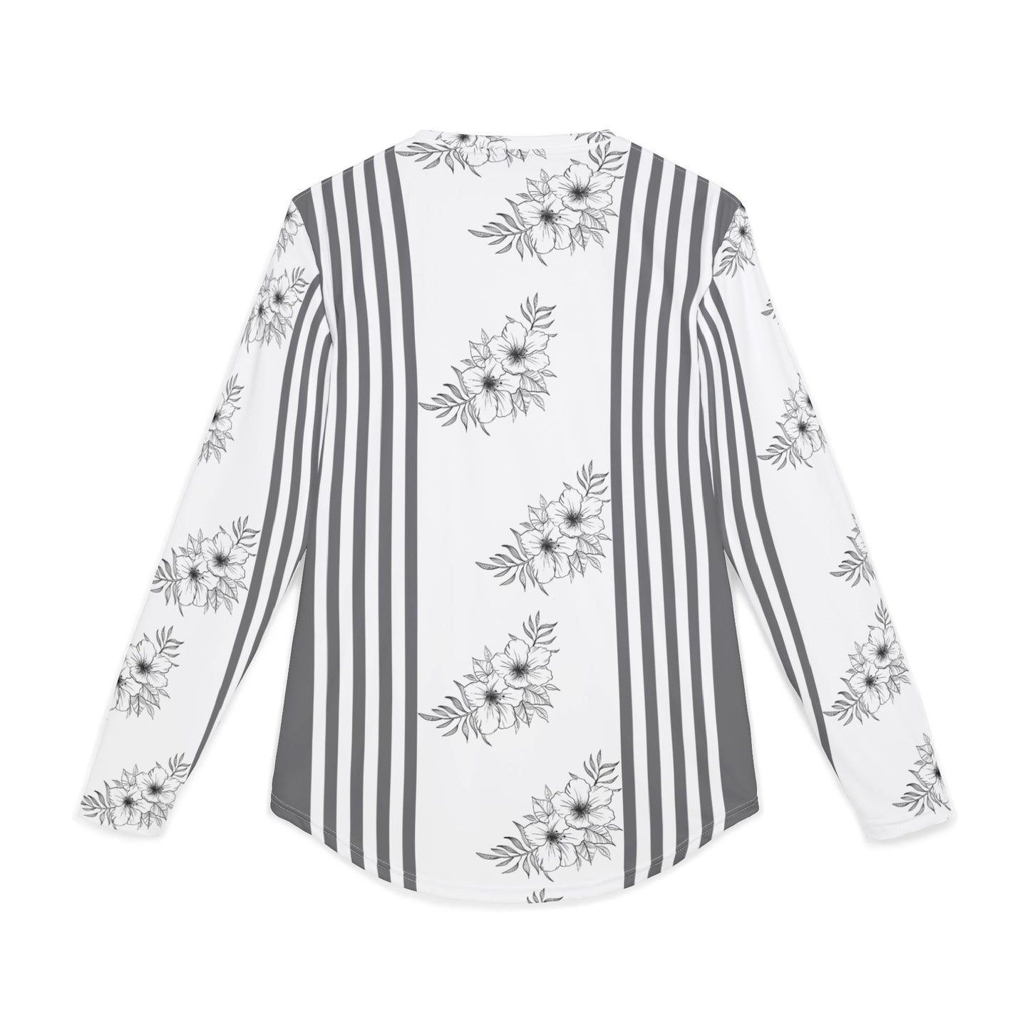 Men’s UV-Protection Long Sleeve Shirt — Monochrome Floral Stripe Performance Top