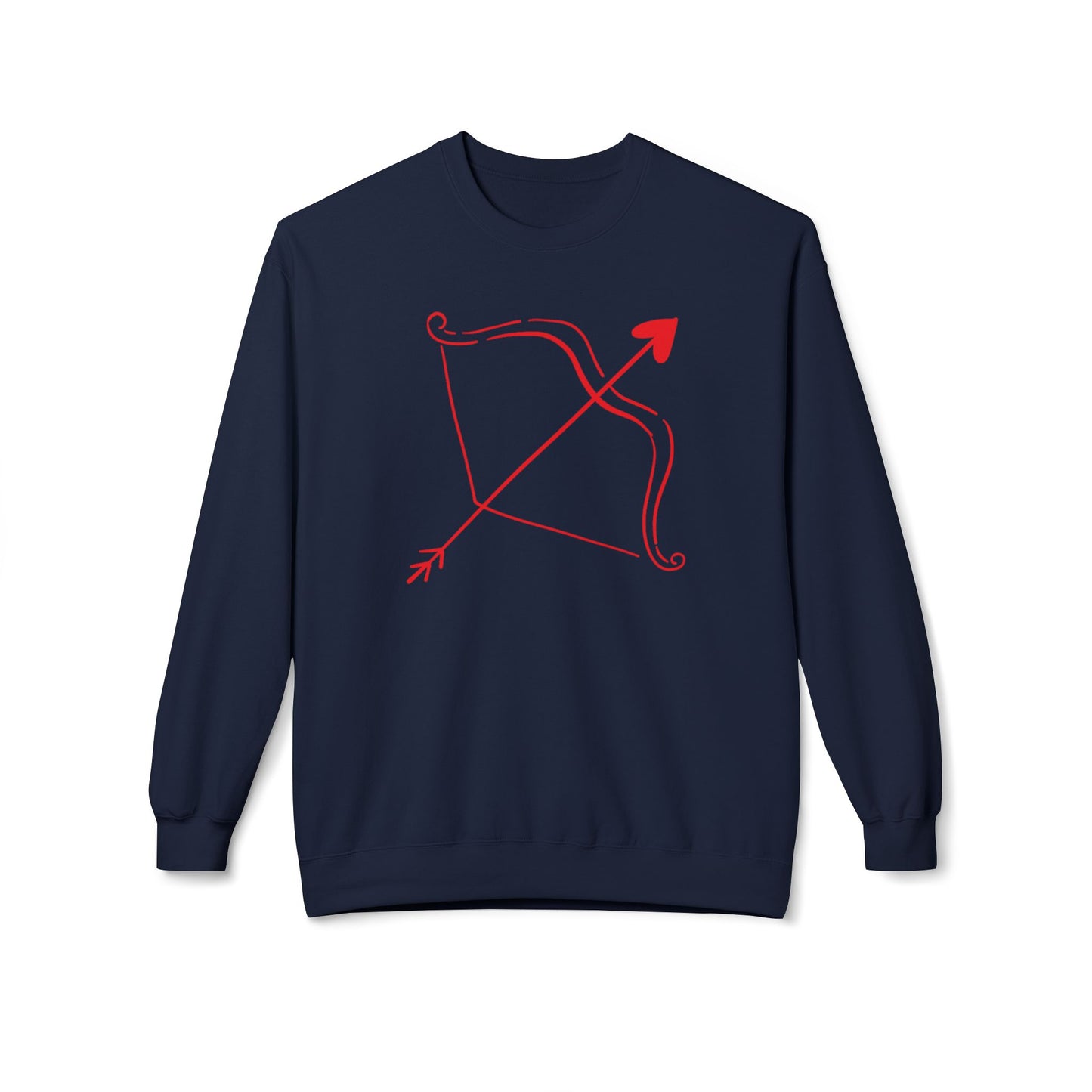 Bow & Arrow Crewneck Sweatshirt — Minimal Cupid Archery Graphic