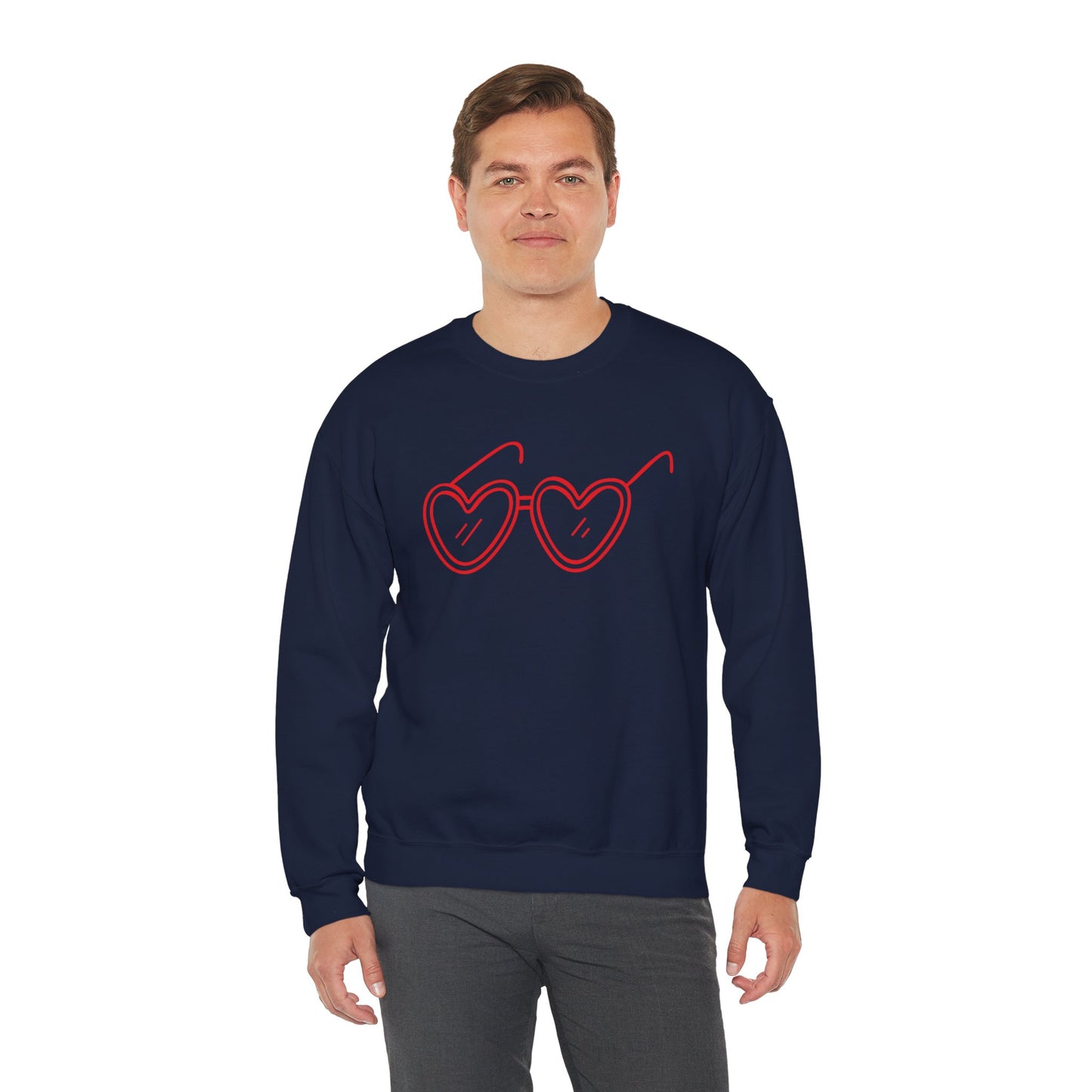 Heart Sunglasses Crewneck Sweatshirt — Cute Pink Retro Shades Pullover