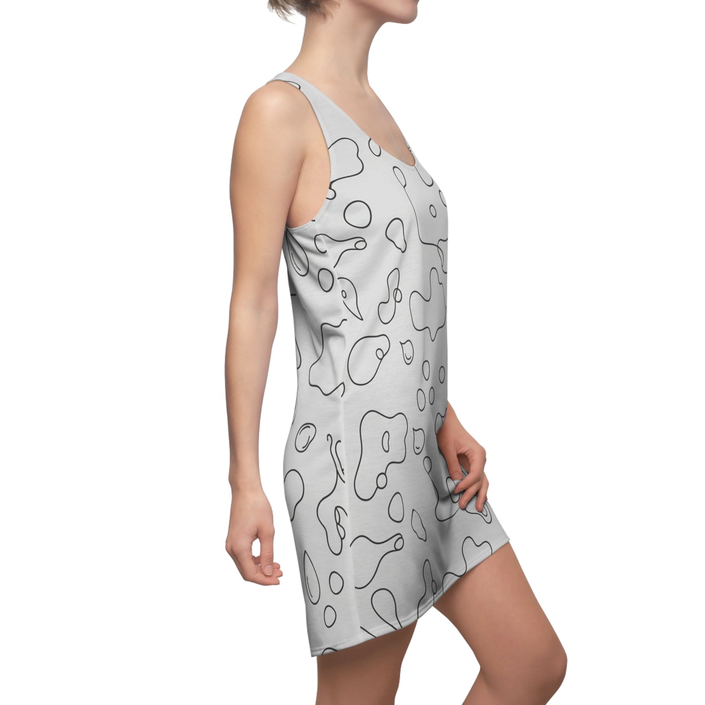 Racerback Dress — Minimal Abstract Outline Print, All-Over-Print Summer Dress