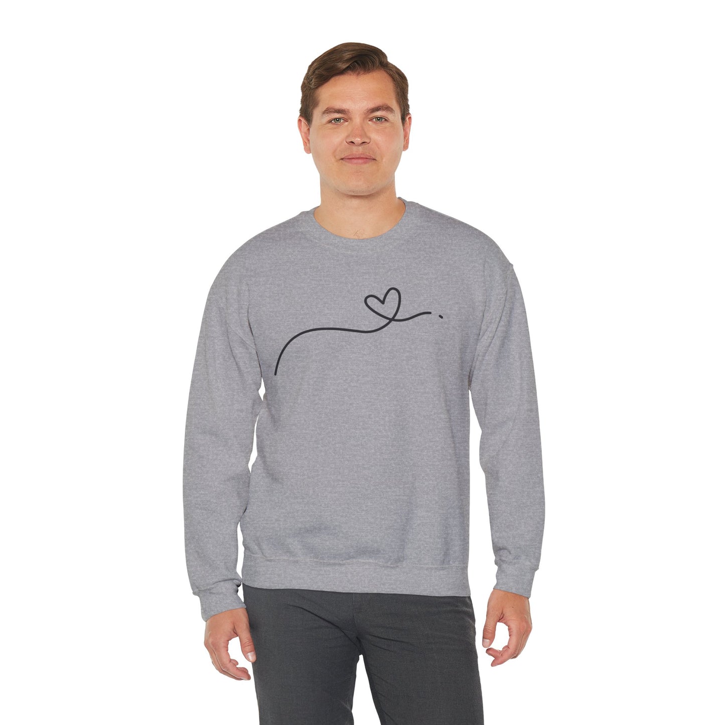 Heart Line Crewneck Sweatshirt – Minimalist Love Graphic