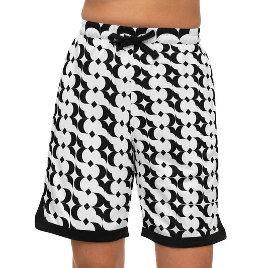Black & White Geometric Basketball Shorts
