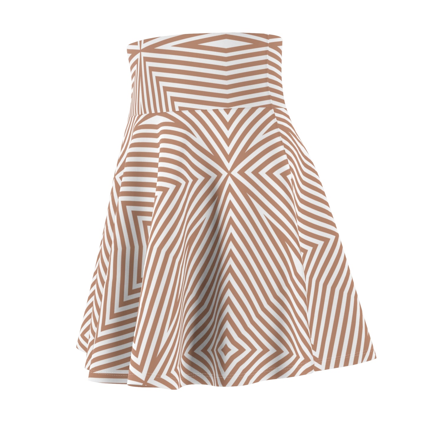 Geometric Taupe Optical-Print Skater Skirt