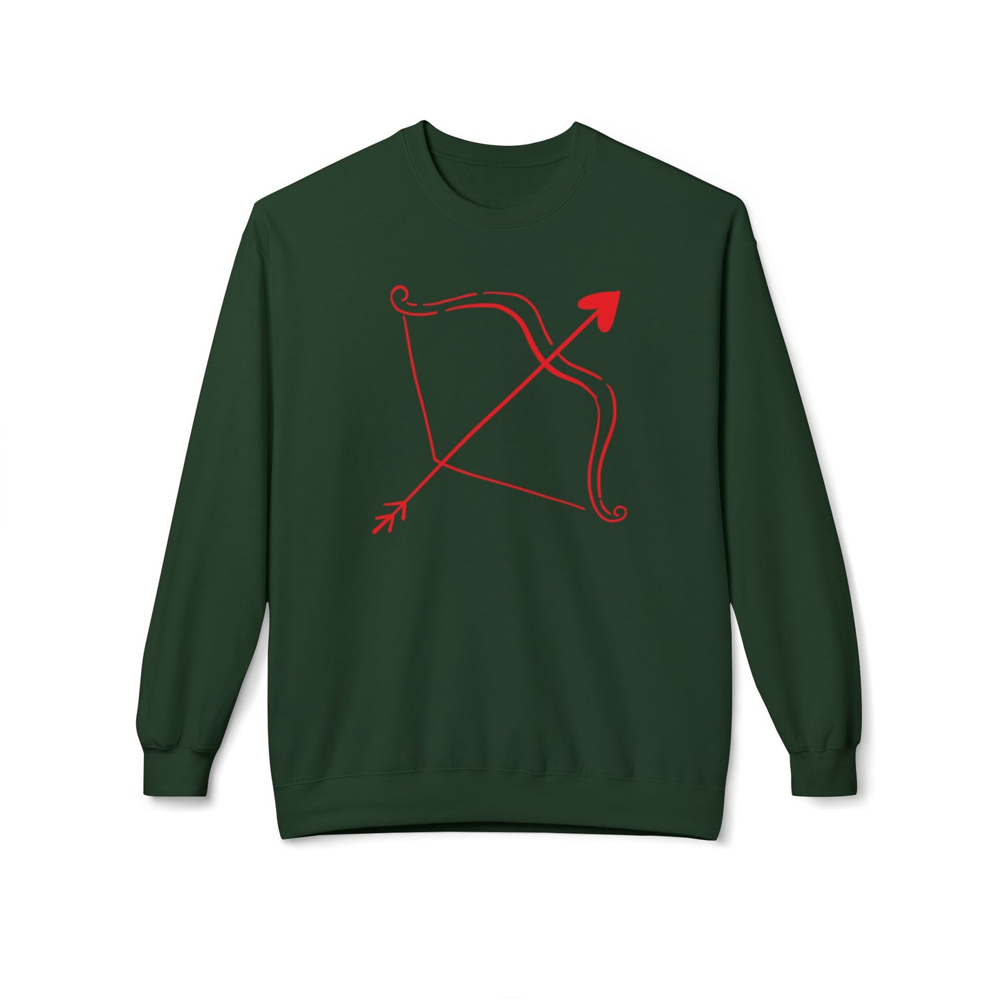 Bow & Arrow Crewneck Sweatshirt — Minimal Cupid Archery Graphic
