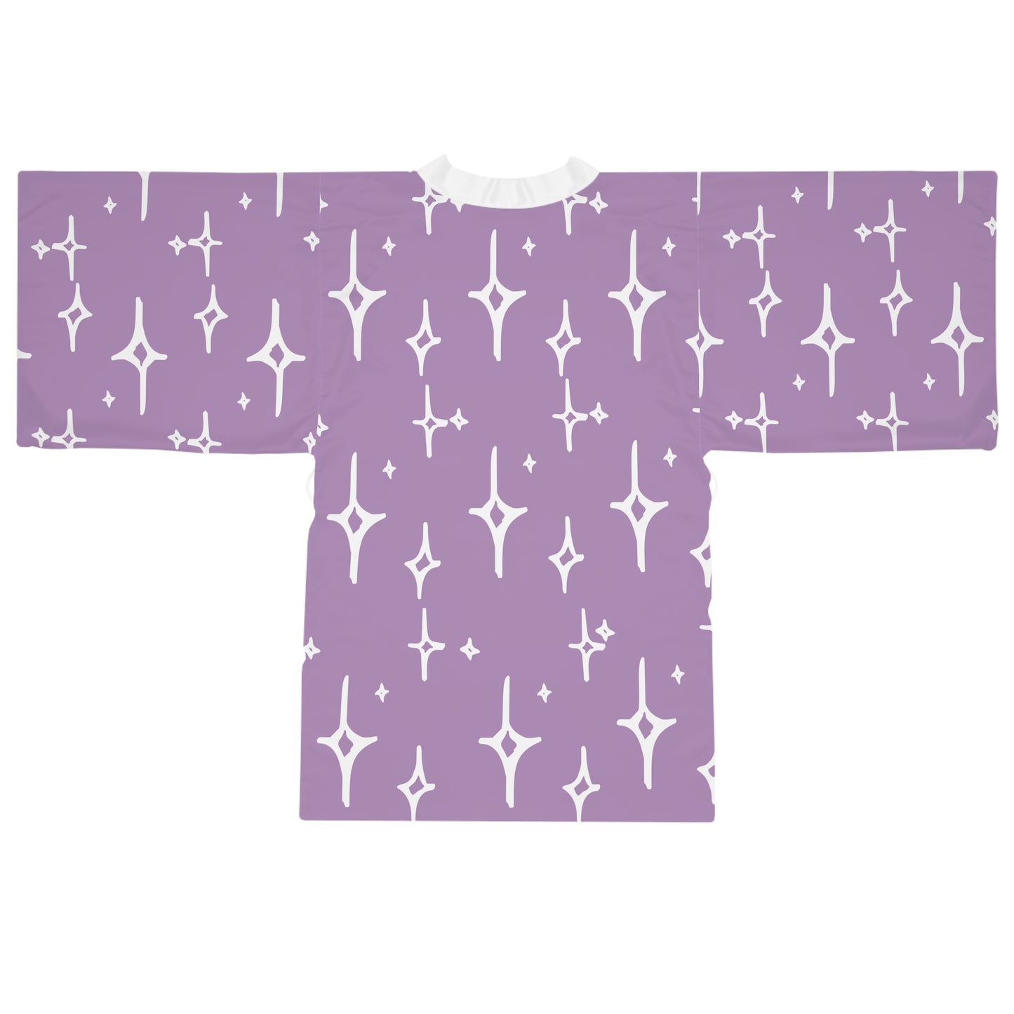 Lavender Starry Kimono Robe — Long Sleeve Relaxed Aesthetic Loungewear
