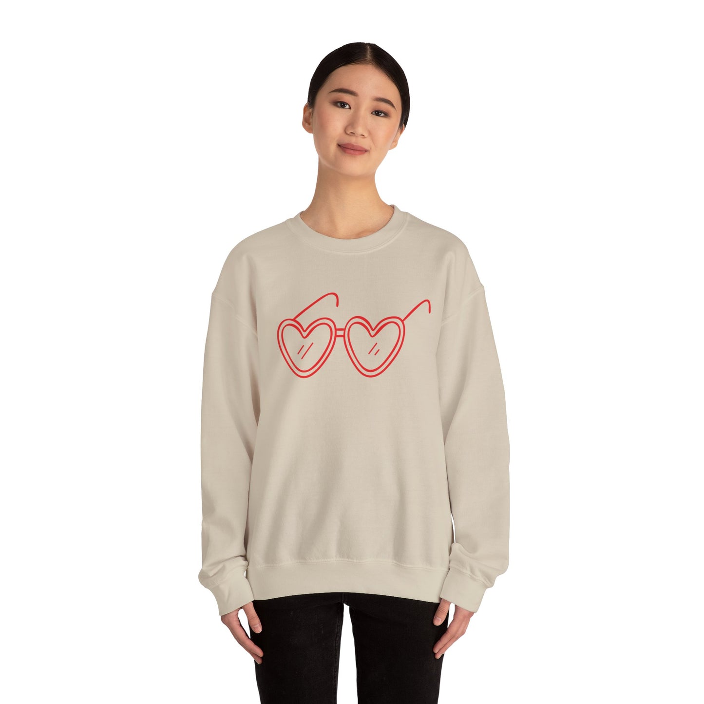 Heart Sunglasses Crewneck Sweatshirt — Cute Pink Retro Shades Pullover