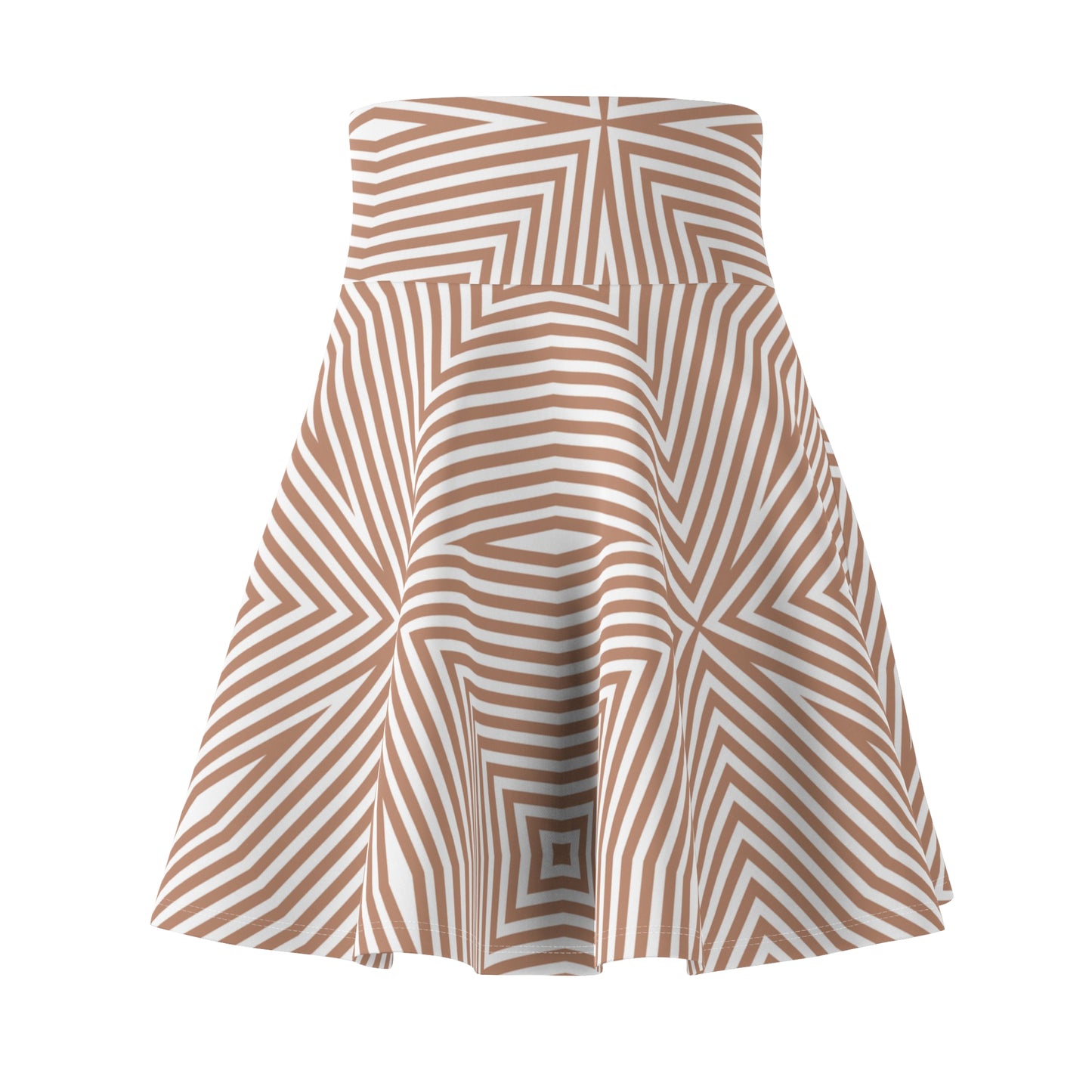 Geometric Taupe Optical-Print Skater Skirt