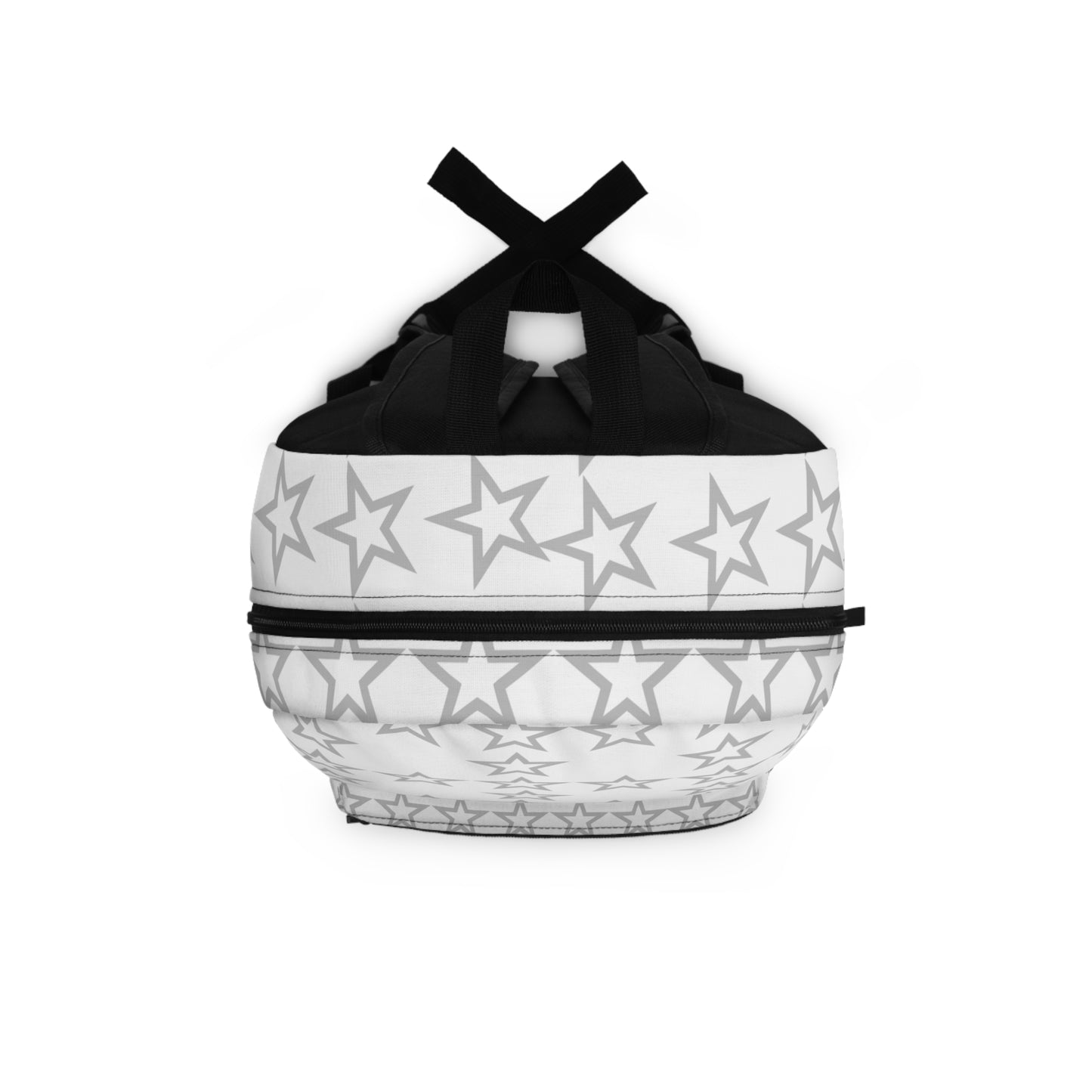 Star Pattern Backpack — White & Gray Star Print School Bag