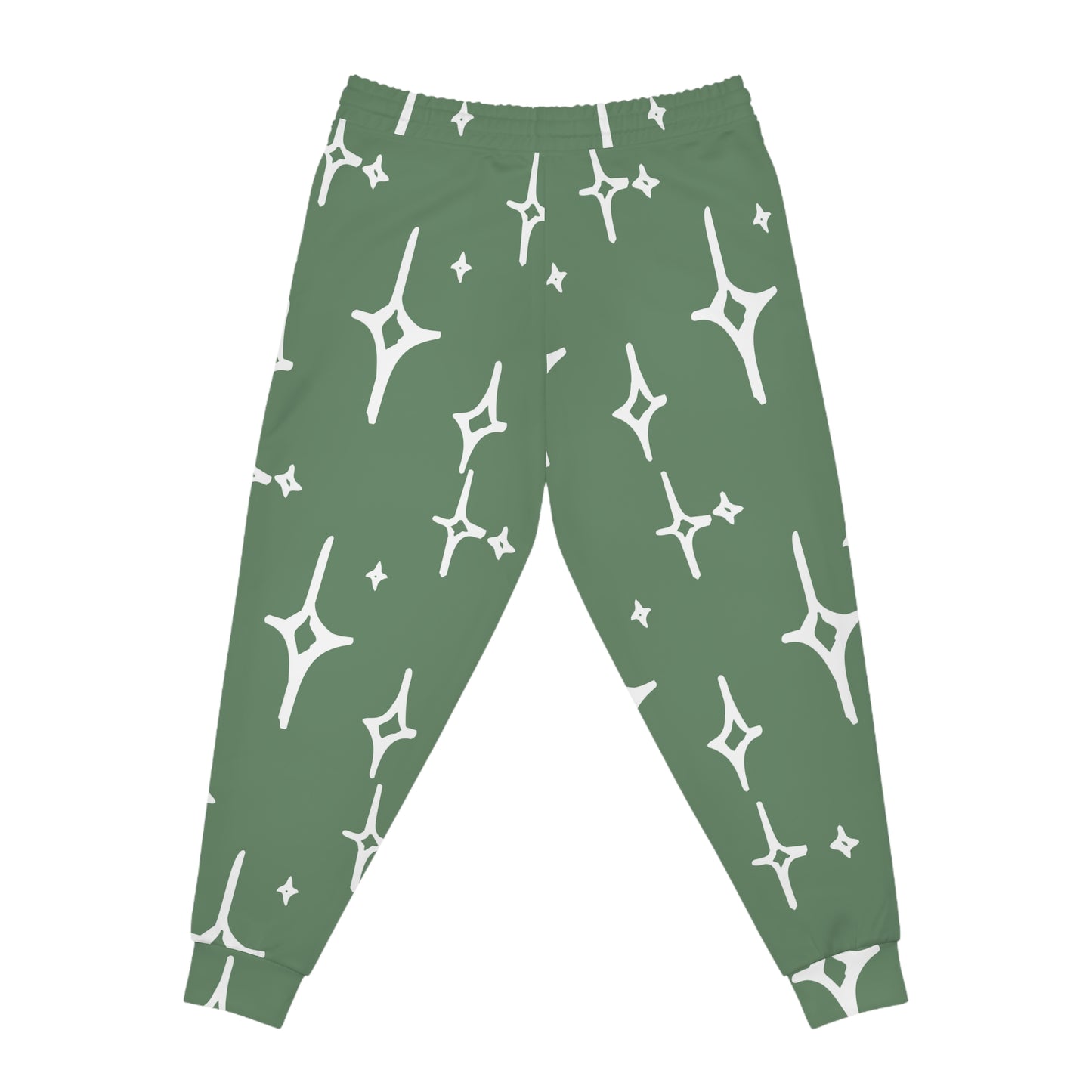 Green Starburst Athletic Joggers — Cozy All-Over-Print Lounge Pants