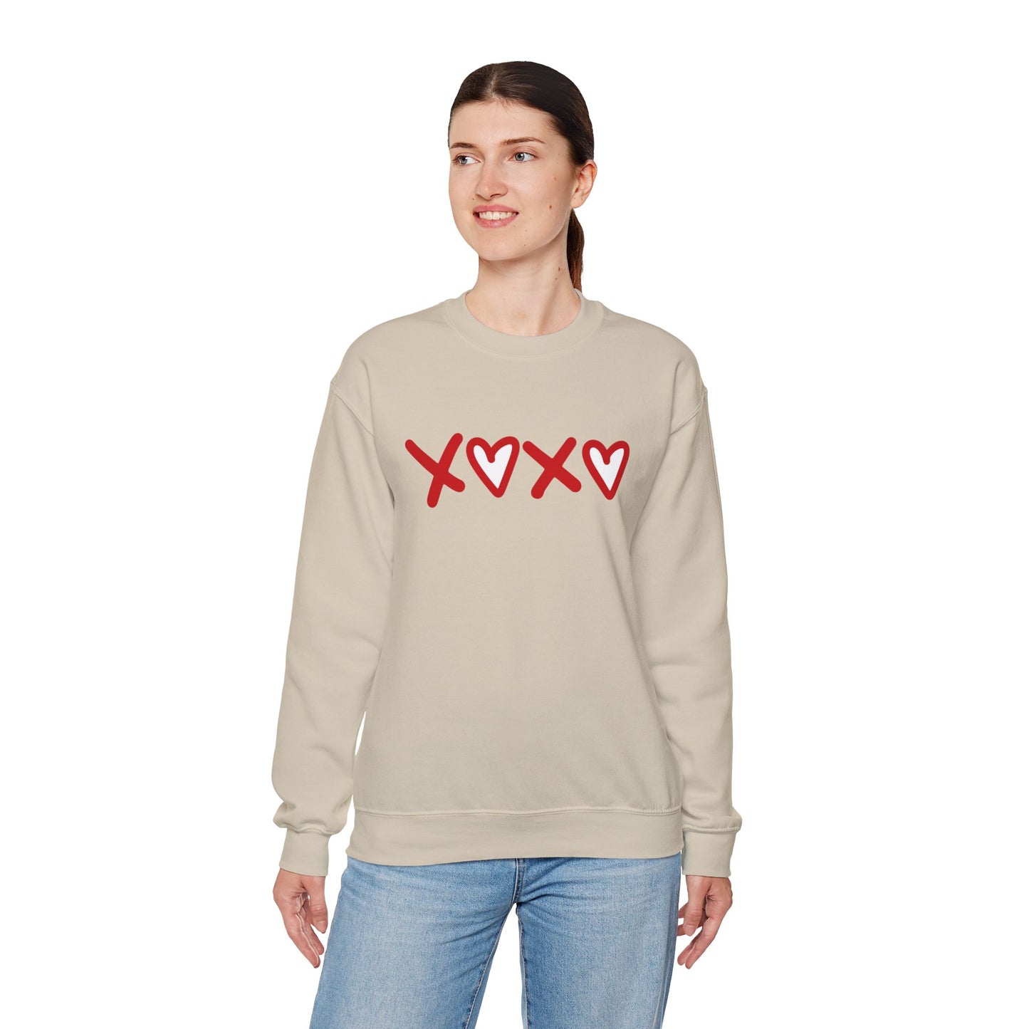Crewneck Sweatshirt — Red XOXO Hearts Valentine’s Love Graphic