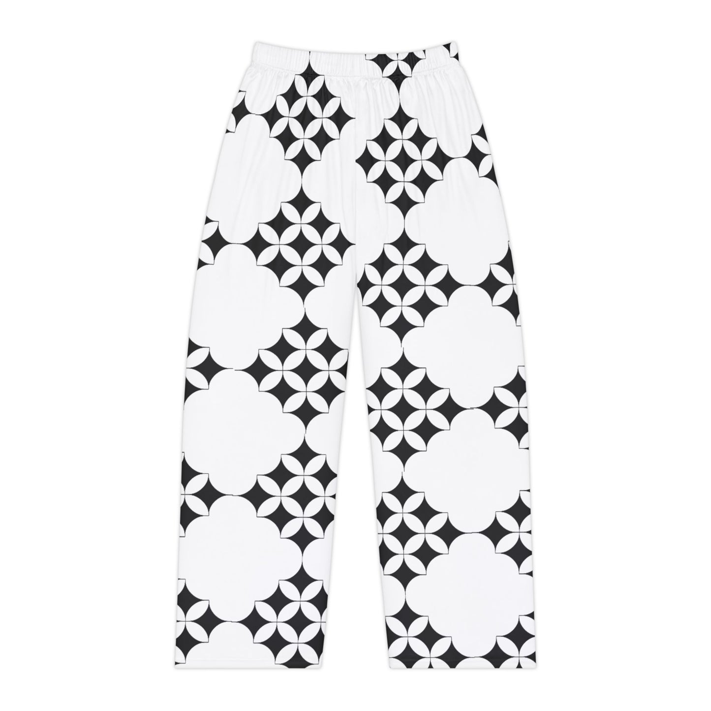 Women's Pajama Pants – Black & White Geometric Clover Print Lounge Pants