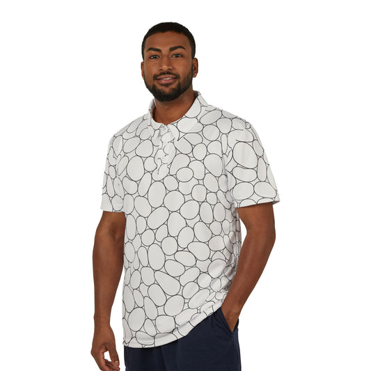 Pebble Pattern Polo Shirt — All-Over Print Casual Golf & Resort Shirt