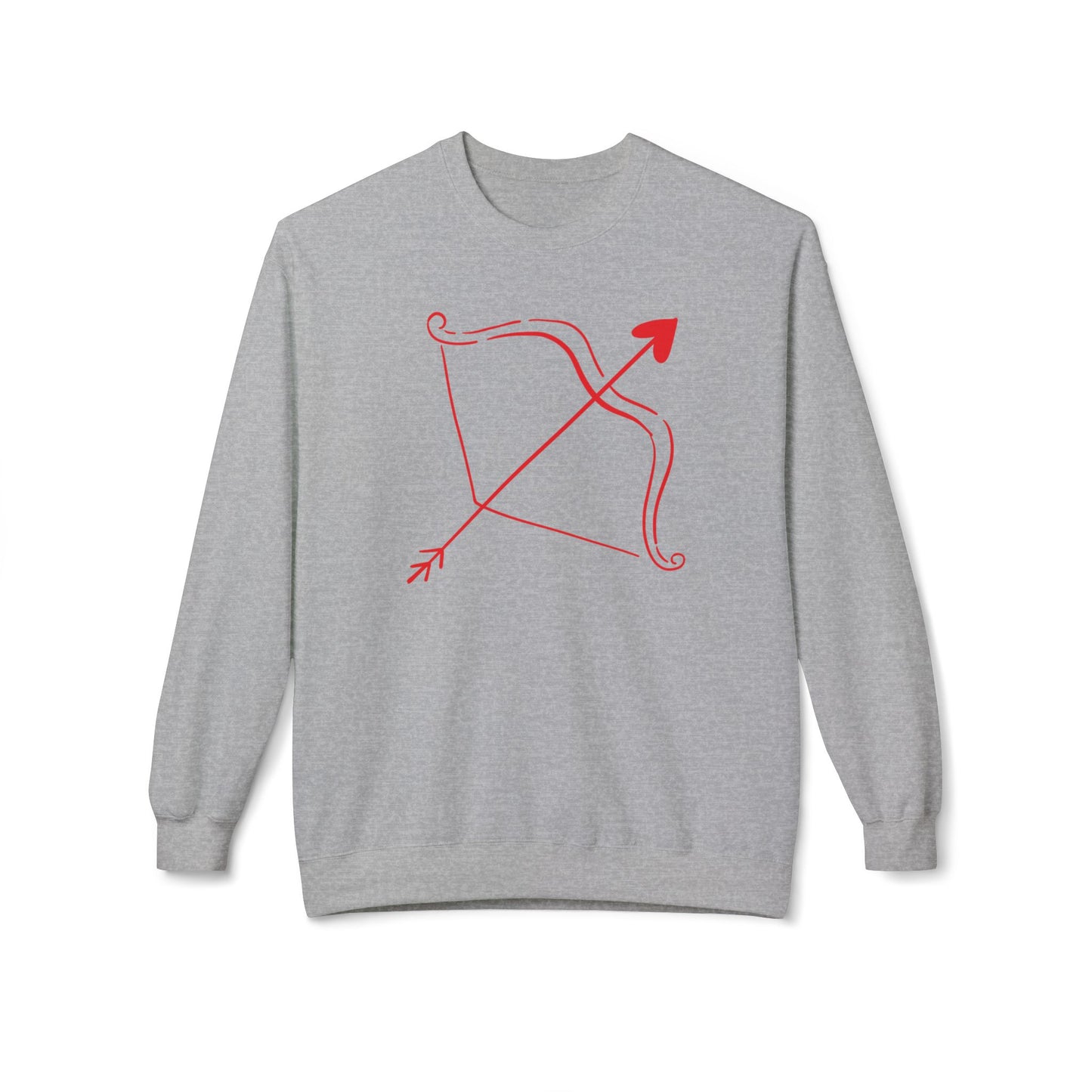Bow & Arrow Crewneck Sweatshirt — Minimal Cupid Archery Graphic