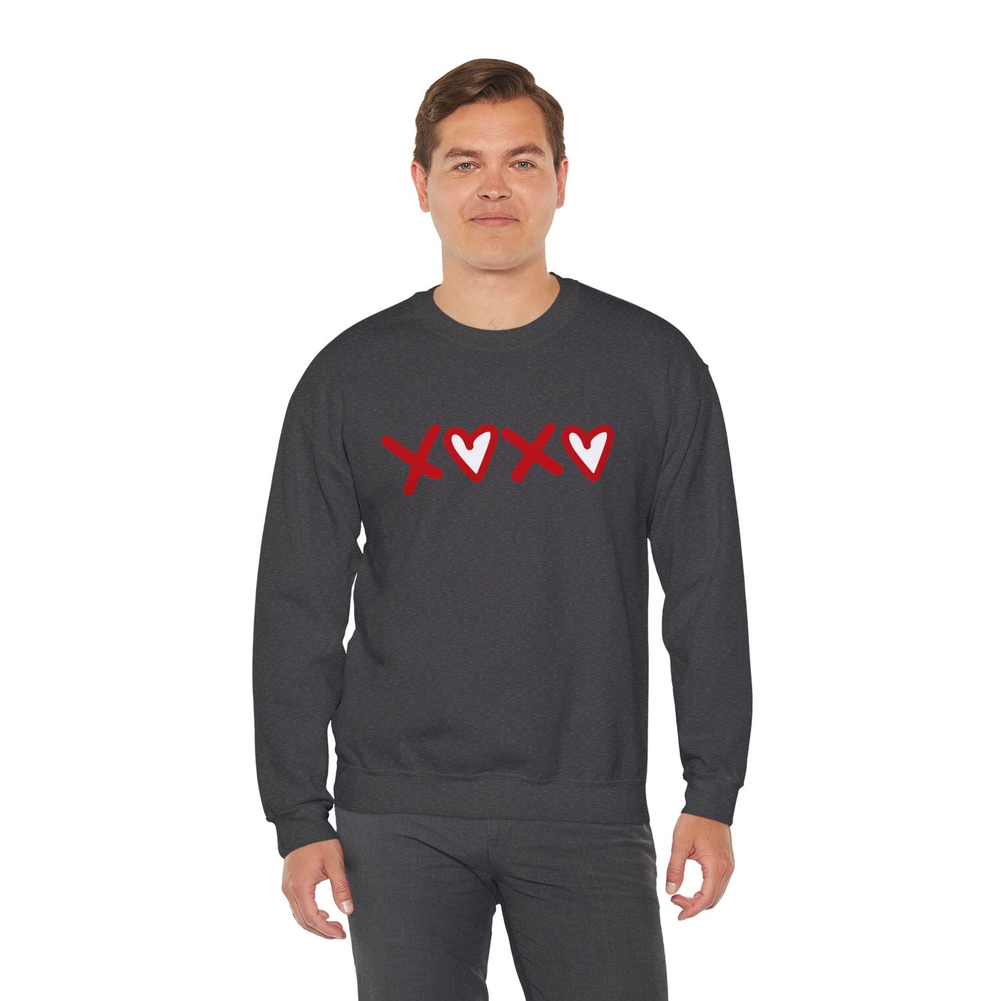 Crewneck Sweatshirt — Red XOXO Hearts Valentine’s Love Graphic